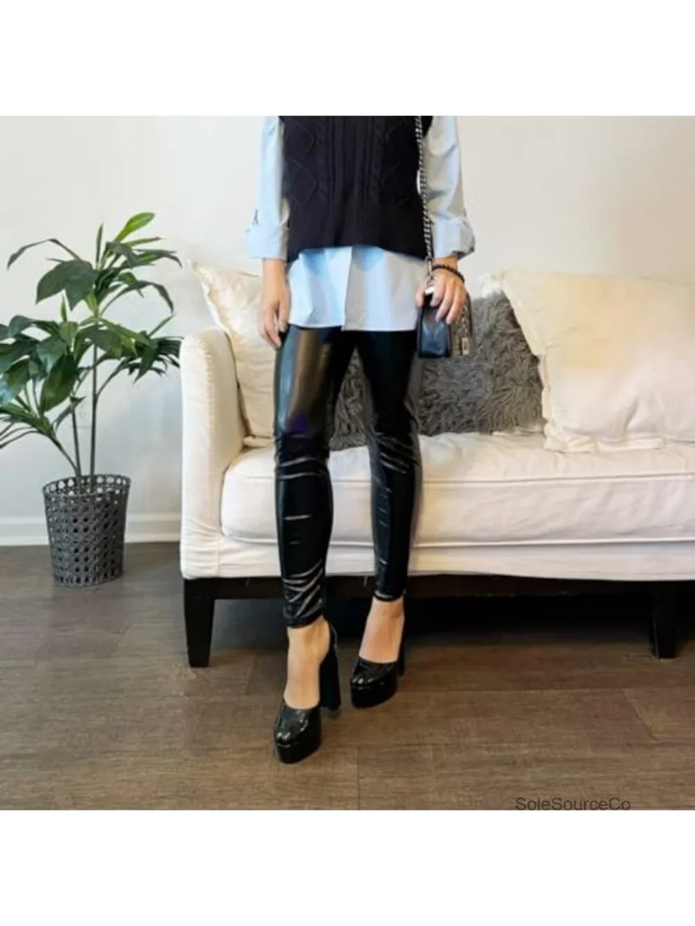 Chunky Platform Pumps 5 Inch Heels Ankle Strap Faux Leather Wedding Party Shoes
